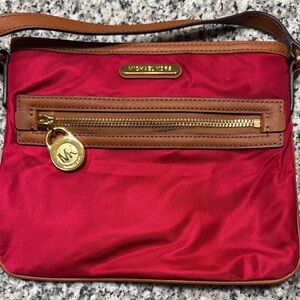Michael Kors Red and Brown Crossbody Bag